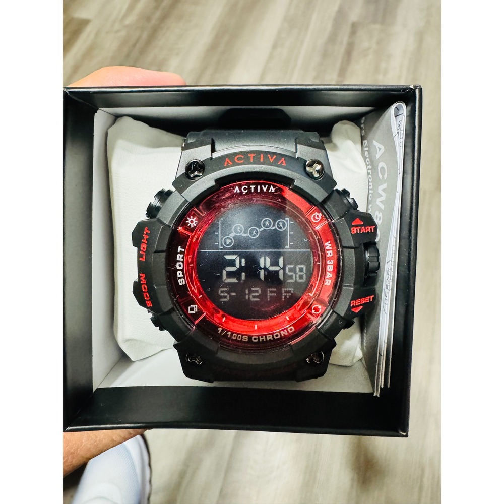 Activa by Invicta Men Sport Digital Watch Black Red Chronograph 495494